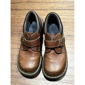 Dr Doc Martens 3A78 90s Brown Leather Monk Strap Gum Sole Platform Oxfords 7 8